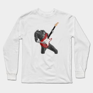 Rock n Roll Guitar Player, Red Long Sleeve T-Shirt